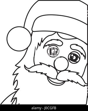 monochrome contour of santa claus face Stock Vector