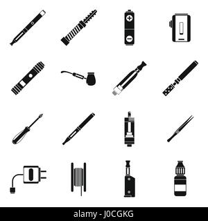 Vaping icons set, simple style Stock Vector