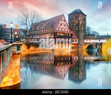 Nuremberg, Germany at Bridge. Stock Photo