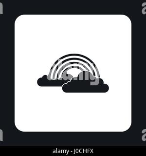 Clouds and rainbow icon, simple style Stock Vector