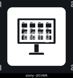 Storing files in computer icon, simple style Stock Vector