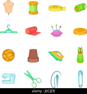 Tailoring icons set, cartoon style Stock Vector