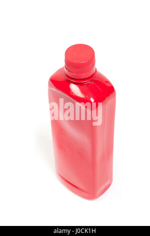 Red plastic bottle isolated on white background Stock Photo
