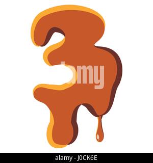 Number 3 from caramel icon Stock Vector