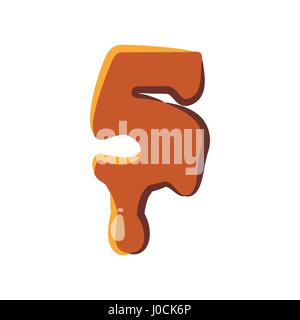 Number 5 from caramel icon Stock Vector