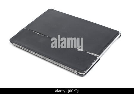 Old case cover for tablet isolated on white Stock Photo