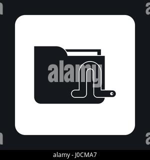Worm in e-mail icon, simple style Stock Vector