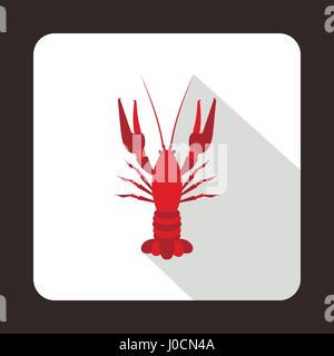 Boiled red crayfish icon, flat style Stock Vector