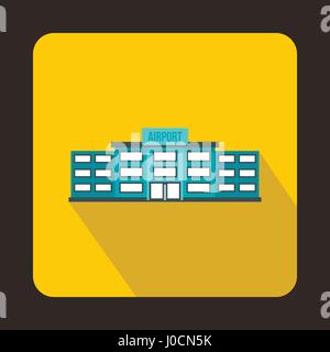 Building of airport icon, flat style Stock Vector
