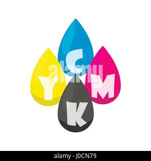 CMYK color profile icon, cartoon style Stock Vector