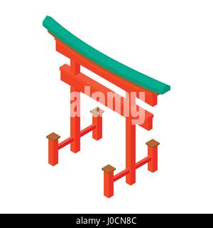 Japanese sacred gates icon, cartoon style Stock Vector