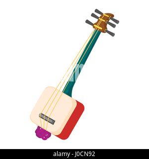 Musical instrument samisen icon, cartoon style Stock Vector