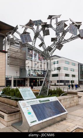 Solar Powered Energy Tree in Millennium Square, City of Bristol, England, UK Stock Photo