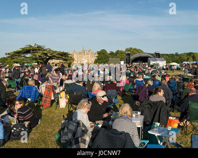 Audience waiting for outdoor Status Quo rock concert at Burghley House Park in Summer 2015, Stamford, Lincolnshire, England, UK Stock Photo