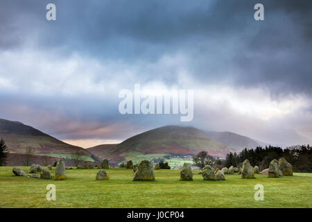 A view of Castlerigg Stone Circle in the Lake District in Cumbria, UK. Stock Photo
