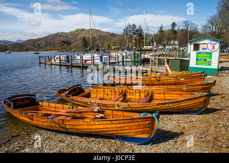 A panoramic view of Waterhead on Lake Windermere, situated near the town of Ambleside in the Lake District in Cumbria, UK. Stock Photo