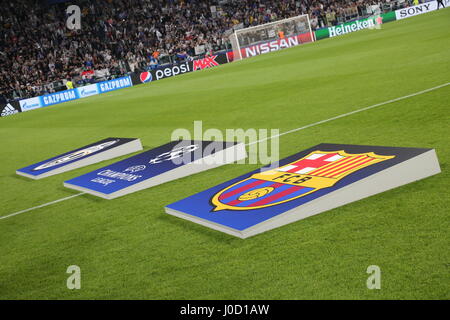 Turin, Italy. 11th Apr, 2017. The 1st leg of Champions League quarter-final between Juventus FC and FCB Barcelona at Juventus Stadium on April 11, 2017 in Turin, Italy. Juventus won 3-0 over Barcelona. Credit: Massimiliano Ferraro/Alamy Live News Stock Photo