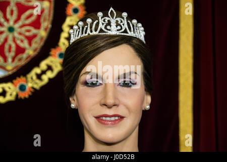 Madrid, Spain. 12th April, 2017. New wax statue of Spanish Queen Letizia Ortiz in the Wax Museum of Madrid, Spain. Credit: Marcos del Mazo/Alamy Live News Stock Photo