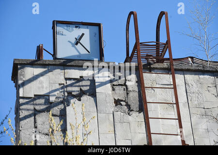 Pripjat, Ukraine. 09th Apr, 2017. The abandoned city Pripyat, Ukraine near the Chernobyl nuclear power plant, April 10, 2017. Reactor No. 4 exploded on April 26, 1986, spewing radioactive clouds across much of Europe. Credit: Ludek Perina/CTK Photo/Alamy Live News Stock Photo