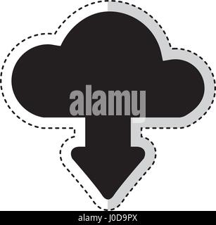 cloud computing with arrow download isolated icon Stock Vector