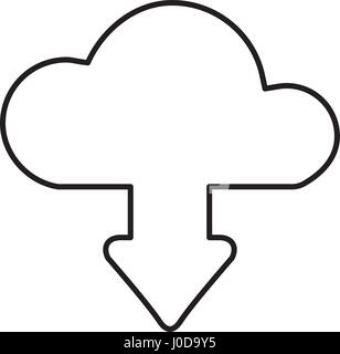 cloud computing with arrow download isolated icon Stock Vector