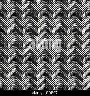 Seamless Irregular Geometric Pattern. Abstract Black and White Halftone Background. Vector Chaotic Rectangles Zigzag Texture Stock Vector