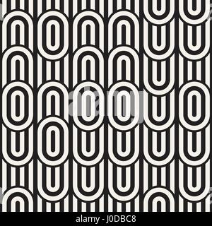 Seamless monochrome waving pattern. Abstract stripy background. Vector irregular round stripes design. Stock Vector