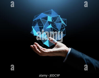 close up of businessman hand with hologram Stock Photo
