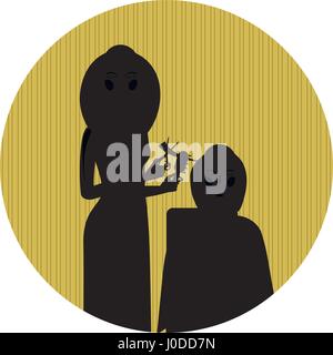 Hairdresser making haircut. Hair stylist in a barber salon. Stock Vector