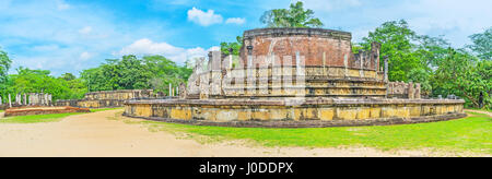 Discover the landmarks of the sacred city of Polonnaruwa, the capital of the old Kingdom with preserved ancient landmarks, Sri Lanka. Stock Photo
