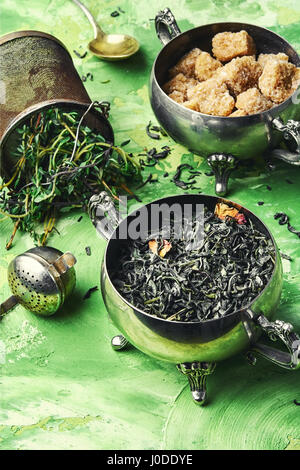 herbal tea with thyme Stock Photo