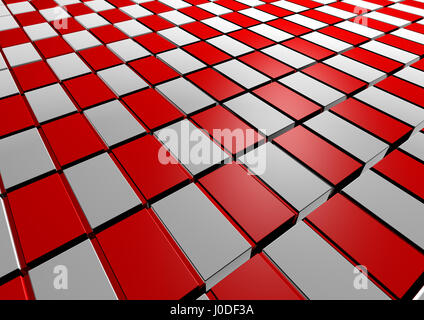 Abstract 3d illustration of cubes with red and white cubes Stock Photo