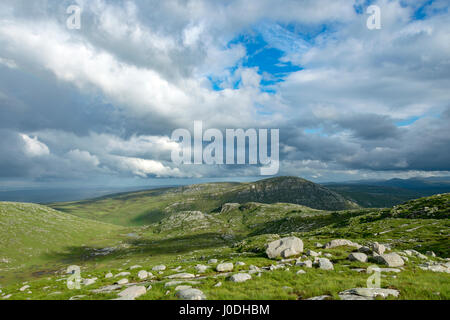 The Glendowen Mountains from Crockfadda in the Derryveagh Mountains, County Donegal, Ireland Stock Photo