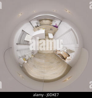 3D Spherical 360 panorama of bathroom interior Stock Photo