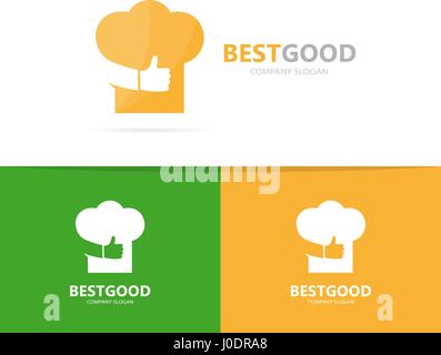 Vector of chef hat and like logo combination. Kitchen and best symbol or icon. Unique cook and restaurant logotype design template. Stock Vector