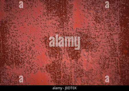 Rusty Burgundy Red sheet metal. Texture. Stock Photo