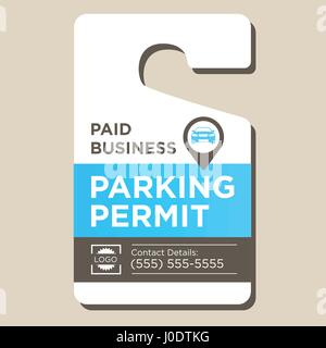 Paid Business Parking Permit Hangtag Stock Vector
