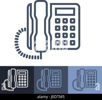 Retro Office Phone Outline Icon Stock Vector