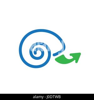 Snail Icon with Arrow Depicting Slow Growth Stock Vector