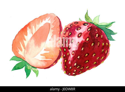 Watercolor strawberry Stock Photo