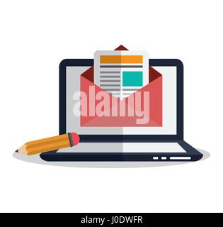 computer with instant messaging related icons image   Stock Vector