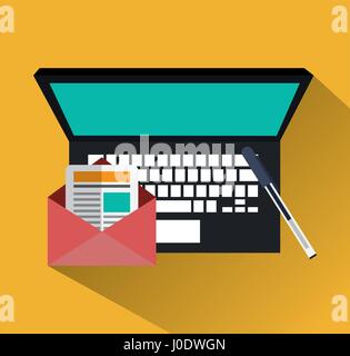 computer with instant messaging related icons image   Stock Vector