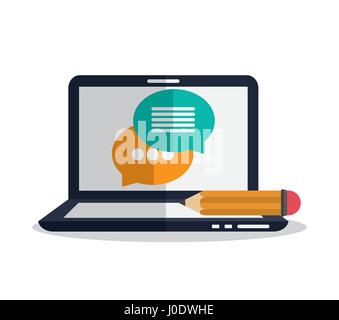 computer with instant messaging related icons image   Stock Vector