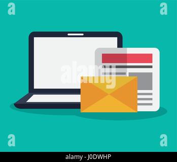 computer with instant messaging related icons image   Stock Vector