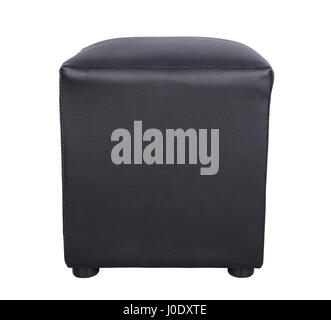 black leather foot stool isolate on white background (with clipping path) Stock Photo