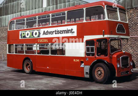 Scotland, UK - 1973: Vintage image of bus.  Central SMT Bristol Lodekka FLF6G/ECW BL341 (registration number HGM 341E).    Stock Photo