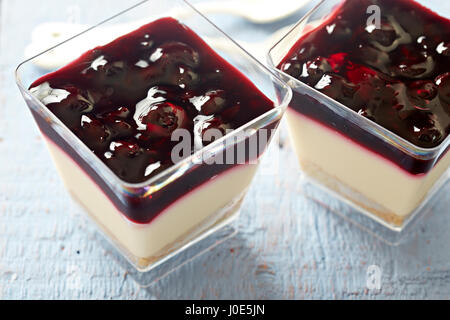 Cheesecake with blackcurrant jelly Stock Photo