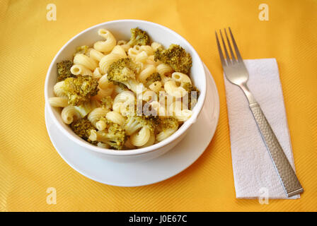 Pasta with Broccoli Served in a Bowl Stock Photo