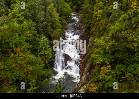 One of the most spectacular canyons in the eastern U.S., Tallulah Gorge is two miles long and nearly 1,000 feet deep. Stock Photo
