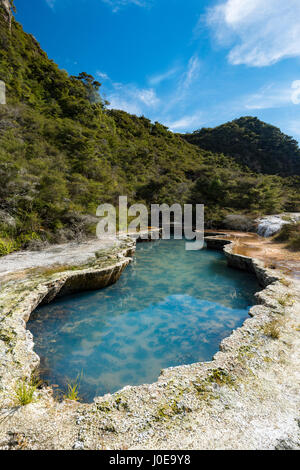 Blue Pool, geothermal source, Waimangu Volcanic Valley, North Island, New Zealand Stock Photo